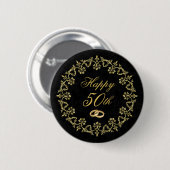 goud op Black 50th Wedding Jubileum Ronde Button 5,7 Cm (Voorkant /achterkant)