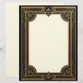 Goud op Black Art Deco Classic Briefhoofd (Voorkant / Achterkant)