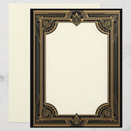 Goud op Black Art Deco Classic Briefhoofd