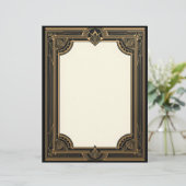 Goud op Black Art Deco Classic Briefhoofd (Staand voorkant)