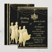 Goud op Black Couples Uitnodiging voor de Trouwdou (Voorkant / Achterkant)