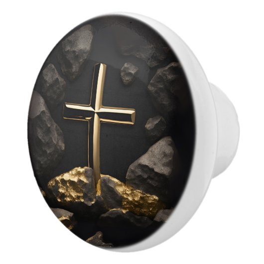 Goud op Black Cross Keramische Knop (Rechts)