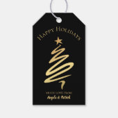Goud op Black Elegant kerstboom - Label met cadeau Cadeaulabel (Voorkant)