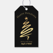 Goud op Black Elegant kerstboom - Label met cadeau Cadeaulabel (Achterkant)