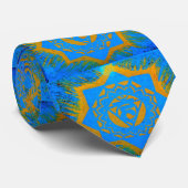 goud op blauw tibetaans symbool stropdas (Opgerold)