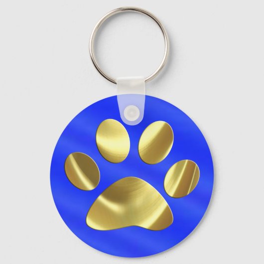 Goud op blauwe kattenpagina afdrukken sleutelhanger (Voorkant)