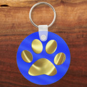 Goud op blauwe kattenpagina afdrukken sleutelhanger (Voorkant)