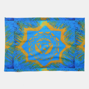 goud op blauwe tibetan tantric theedoek