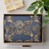 Goud op Blauwe Vlinders Decoupage Tissue Papier (Geschenk)
