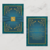 Goud op Blauwgroen Receptie Kaart (Voorkant / Achterkant)