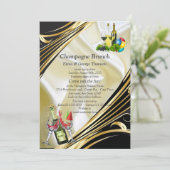 Goud op Champagne Zijde Brunch Aankondigingen (Staand voorkant)