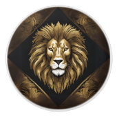 Goud op de zwarte leeuw keramische knop (Voorkant)