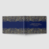 Goud op donkerblauwe Floral Paisley Lace Gastenboek (Volledig)