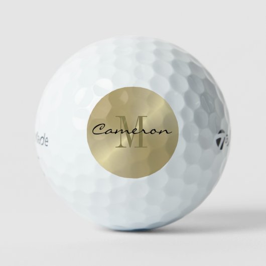 Goud Op Goud Initiaal en Naam Gepersonaliseerd Cad Golfballen (Voorkant)