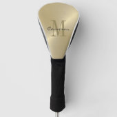 Goud Op Goud Initiaal en Naam Gepersonaliseerd Cad Golfheadcover (Voorkant)