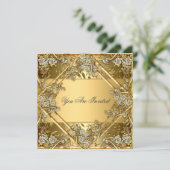 Goud op Goud Uitnodiging voor elk feest (Staand voorkant)
