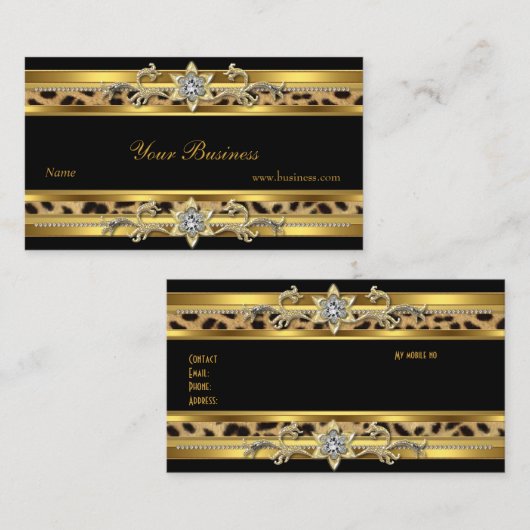 Goud op Goud Zwart Elegant Classy Jewel 3 Visitekaartje (Voorkant / Achterkant)