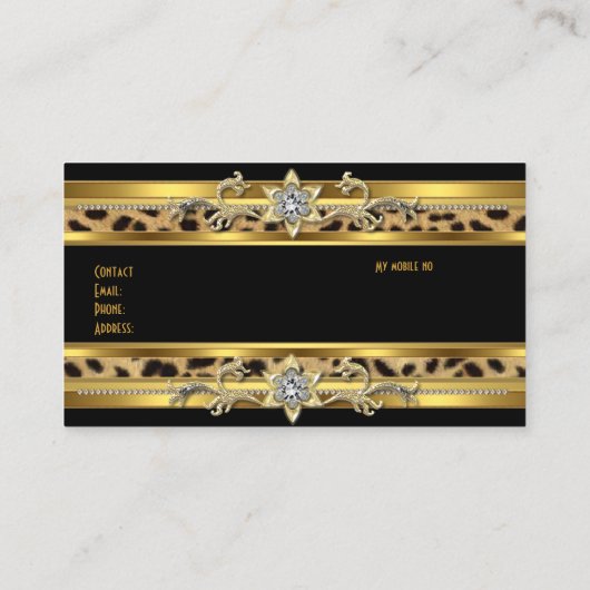 Goud op Goud Zwart Elegant Classy Jewel 3 Visitekaartje (Achterkant)