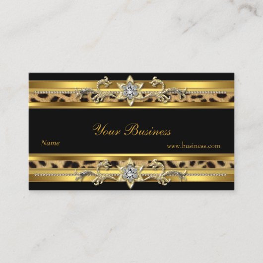 Goud op Goud Zwart Elegant Classy Jewel 3 Visitekaartje (Voorkant)