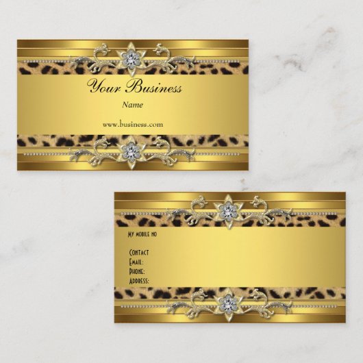 Goud op Goud Zwart Elegant Classy Jewel Visitekaartje (Voorkant / Achterkant)