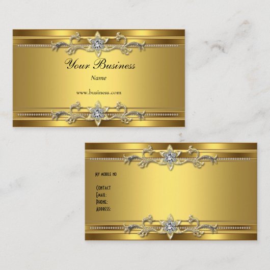 Goud op Goud Zwart Elegant Classy Jewel Visitekaartje (Voorkant / Achterkant)