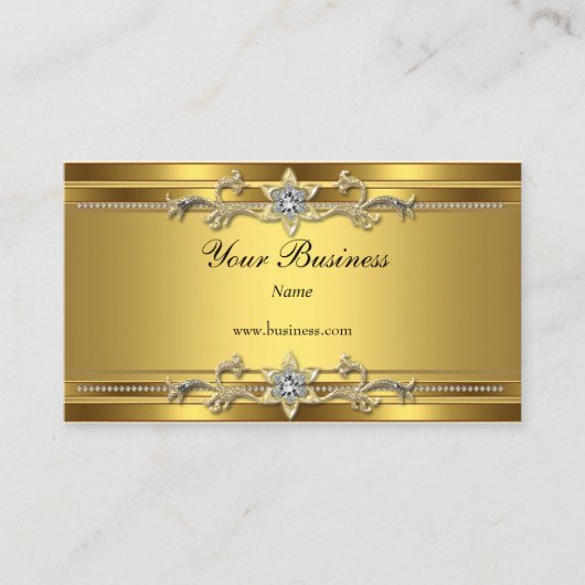 Goud op Goud Zwart Elegant Classy Jewel Visitekaartje (Voorkant)