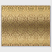 Goud op gouden florale damaspatroon cadeaupapier (Vlak)
