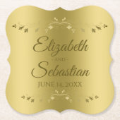 Goud op goudlegant weddenschap kartonnen onderzetters (Voorkant)