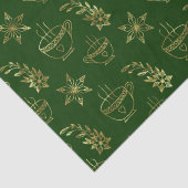 Goud op groene kerstsymbolen naadloos patroon tissuepapier (Detail)