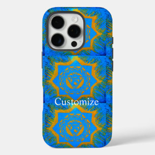 goud op het blauwe tantrische symbool iPhone 16 pro hoesje