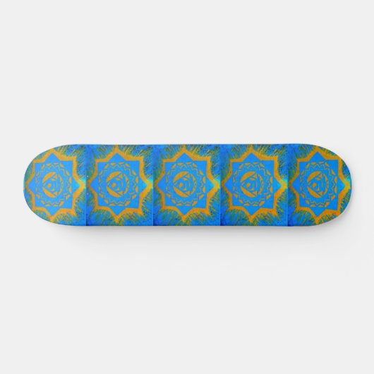 goud op het blauwe tantrische symbool skateboard (Horizontaal)