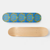 goud op het blauwe tantrische symbool skateboard (Horizontaal)