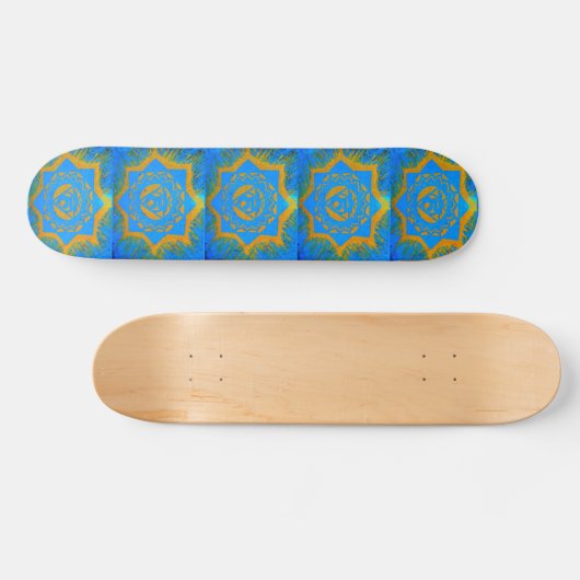 goud op het blauwe tantrische symbool skateboard (Horizontaal)