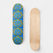 goud op het blauwe tantrische symbool skateboard (Voorkant)