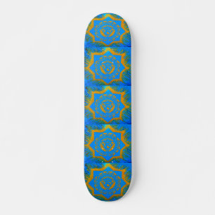 goud op het blauwe tantrische symbool skateboard