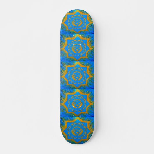 goud op het blauwe tantrische symbool skateboard (Voorkant)