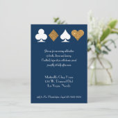 Goud op Navy Blauwe Las Vegas Trouwreceptiekaart Kaart (Staand voorkant)