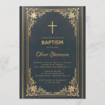  Goud op Navy Blue Elegant Boy Doop