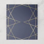 Goud op Navy Blue Geometric Wedding Place Cards Plaatskaartje (Buitenkant ongevouwen)