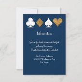 Goud op Navy Blue Las Vegas Bruiloft Info Insert Kaart (Voorkant)