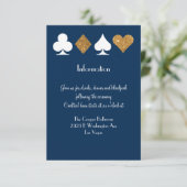 Goud op Navy Blue Las Vegas Bruiloft Info Insert Kaart (Staand voorkant)