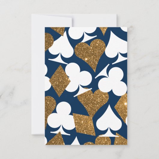 Goud op Navy Blue Las Vegas Bruiloft Info Insert Kaart (Achterkant)