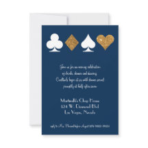 Goud op Navy Blue Las Vegas Wedding Reception Kaar
