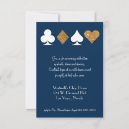 Goud op Navy Blue Las Vegas Wedding Reception Kaar Kaart