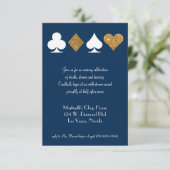 Goud op Navy Blue Las Vegas Wedding Reception Kaar Kaart (Staand voorkant)