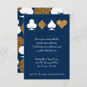 Goud op Navy Blue Las Vegas Wedding Reception Kaar Kaart (Voorkant / Achterkant)