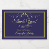 Goud op Navy Blue Wedding Bedankt Mini Likeurfles Etiket (Enkel label)