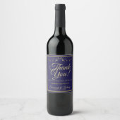 Goud op Navy Blue Wedding Dank je Wijn Etiket (Voorkant)
