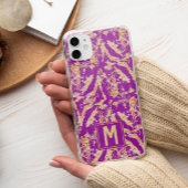 Goud op paars Chic marble Stylish Custom Monogram Case-Mate iPhone Case