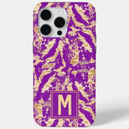 Goud op paarse Chic marmer Stijlvolle Eigen Naam iPhone 15 Pro Max Hoesje